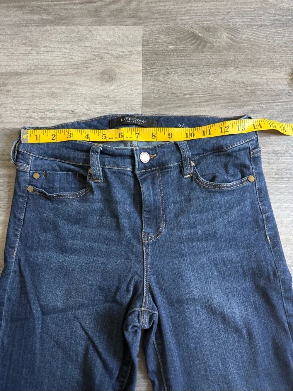 Liverpool Crop Straight Jeans 6 Dark Wash Stretchy Streetwear - Picture 8 of 12